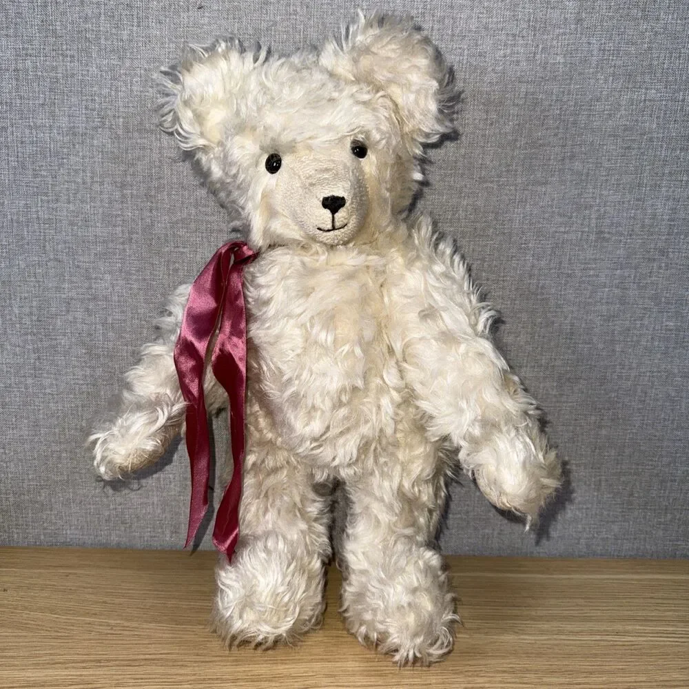 EUC English 16” Teddy Bear Company White Mohair Hand Made Bear Vintage